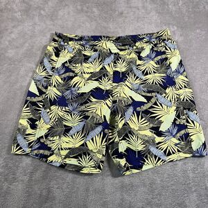 Duluth Trading Co SwimTrunks Mens XL Tropical Palm Leaf Board Shorts Navy Yellow